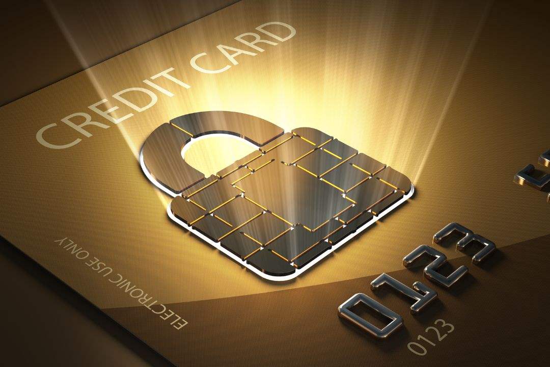Digital lock on a credit card depicting secure ways to build strong credit.